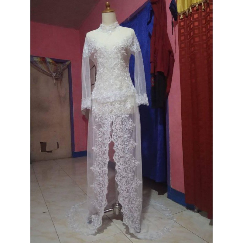 Kebaya akad modern polosan Tanpa payet