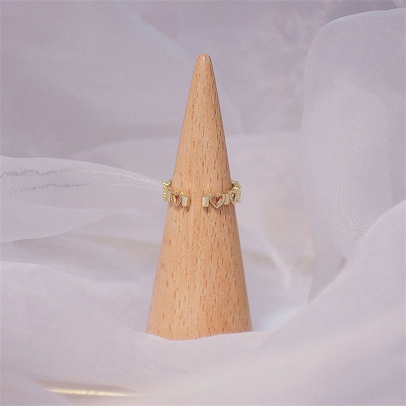 Cincin Zircon Bentuk Hati Gaya Retro
