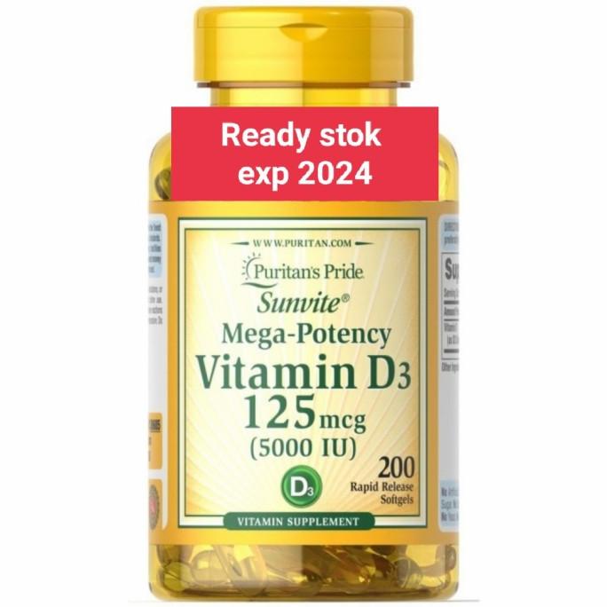 Puritan's Pride Vitamin D3 5000 iu Vitamin D3 5000iu 200 softgels Lc