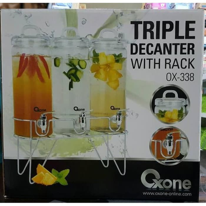 Oxone OX-338 Triple Decanter with Metal Rack (3x2.8Lt)