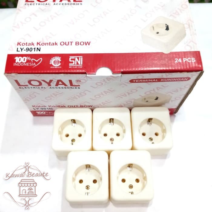 (LY-901 N - 902 -903) LOYAL Stop Kontak Arde OB Tanpa Kabel 1, 2, 3 Lubang  (SNI)