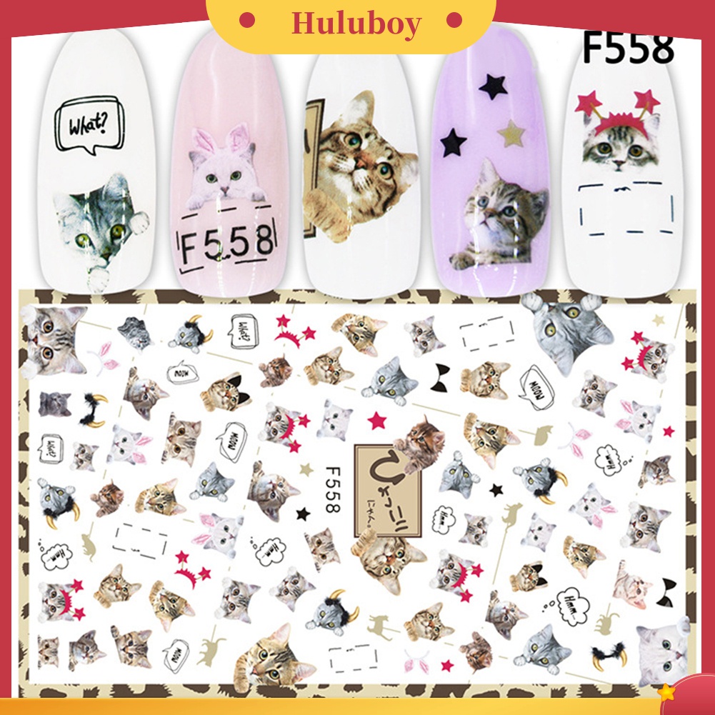 Huluboy Huluboy♡ Stiker Kuku 3D Super Tipis Motif Huruf / Hewan / Buah / Daun Untuk Dekorasi Nail Art