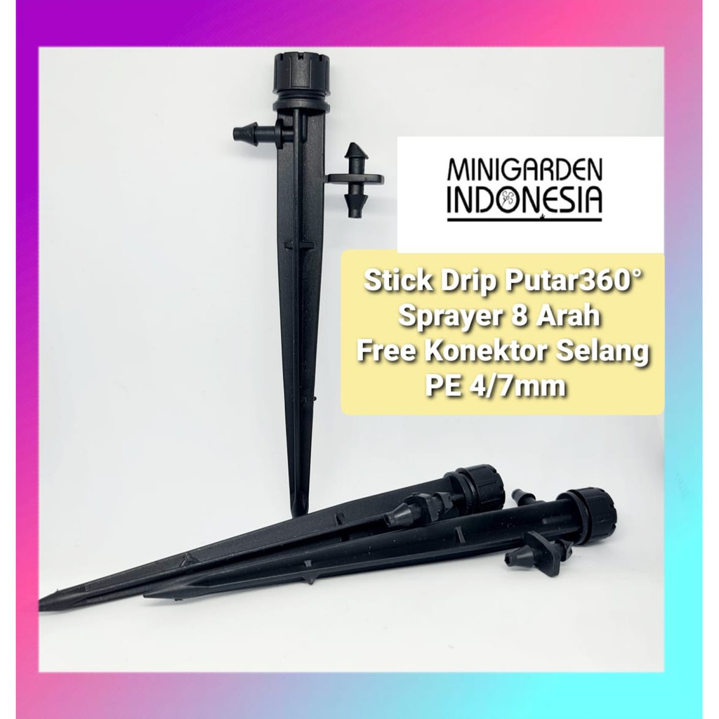 Stik Drip Putar Sprayer Sprinkle 8ARAH Alat Siram Irigasi Taman model Tancap Stick Dripper