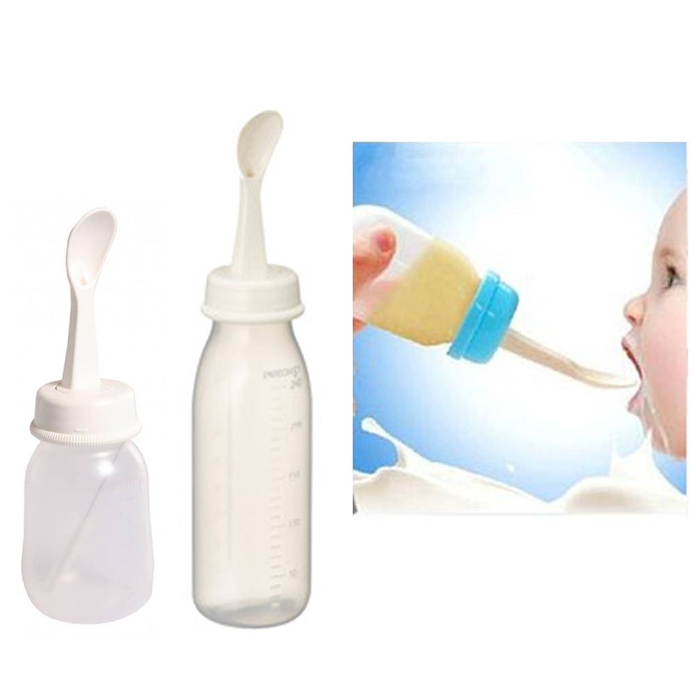 Pigeon Food Feeder Weaning Bottle with Spoon Botol Sendok Makan Bayi