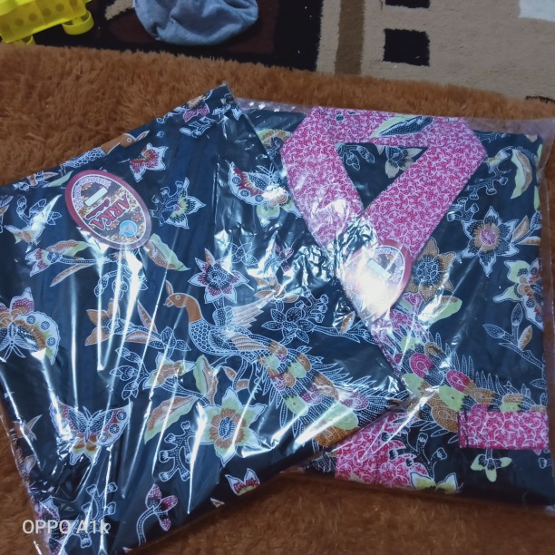 Best Seller Couple Batik Hem Dan Tuniq Motif Seno Biru