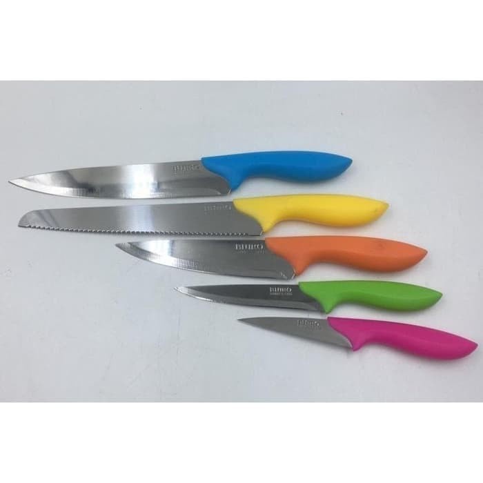 Hemat Big Sale Pisau Set Bistro Bo-K1306 6Pcs. Knife Set Colours Handle Terlaris