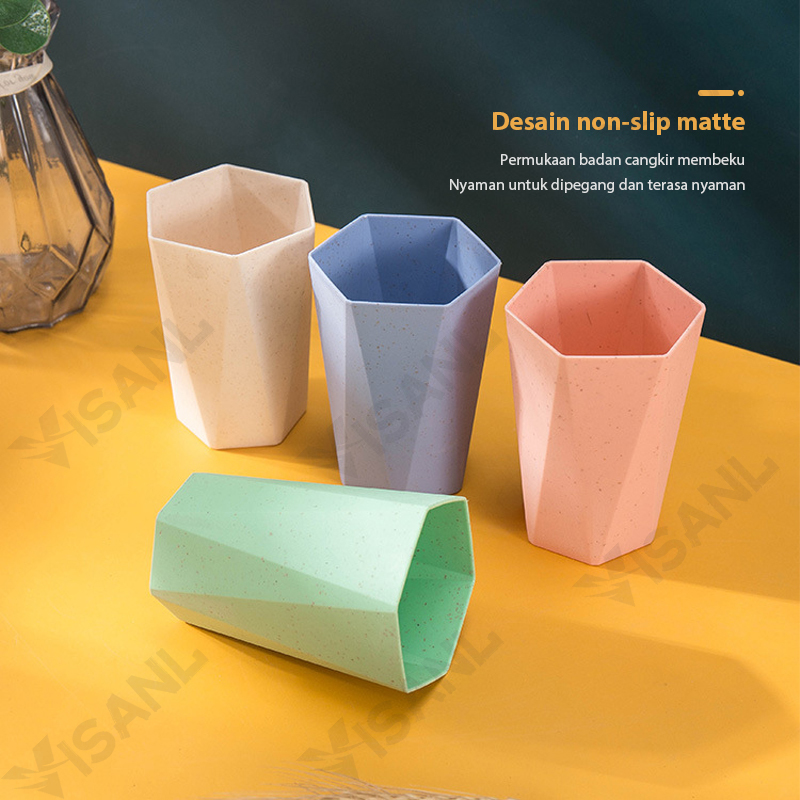 Gelas Wheatstraw Cangkir Plastik Cup Warna Warni Set 4 Pcs Kopi Teh Portable Gelas Plastik