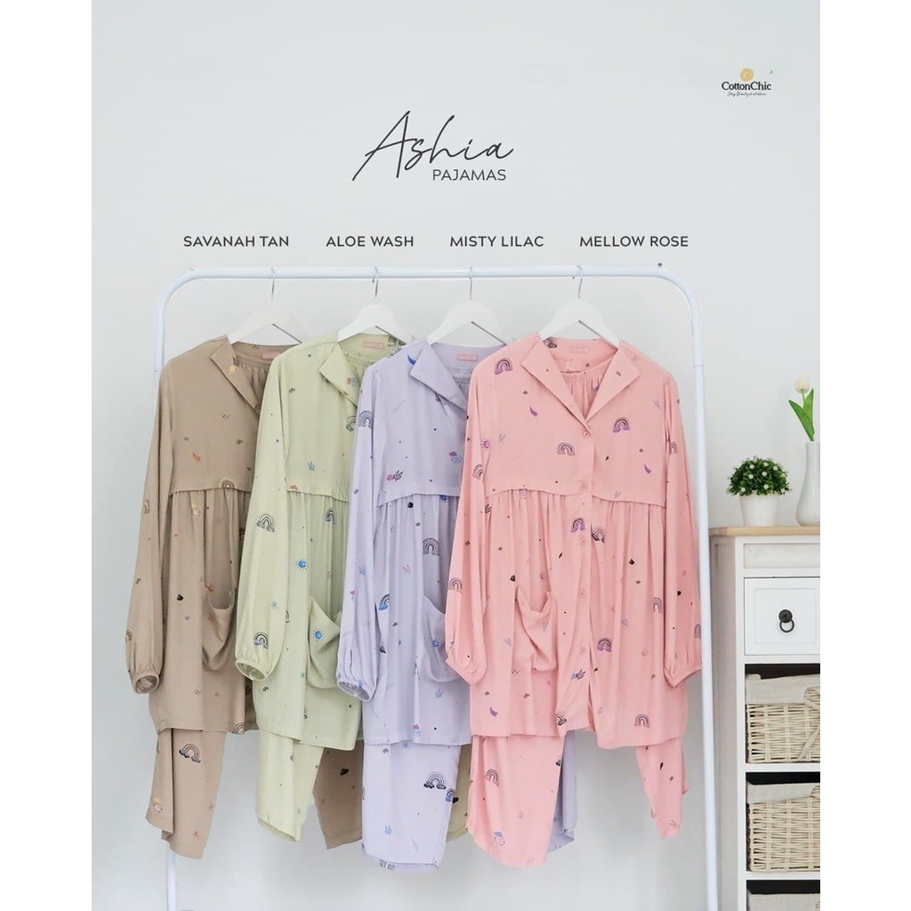 ASHIA Pajamas CottonChic - Piyama Couple Mom & Kids - Set Piyama Motif Ibu - Anak