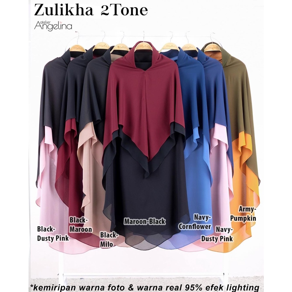 ZULAIKHA KHIMAR BLACK - DUSTY PINK by Atelier Angelina