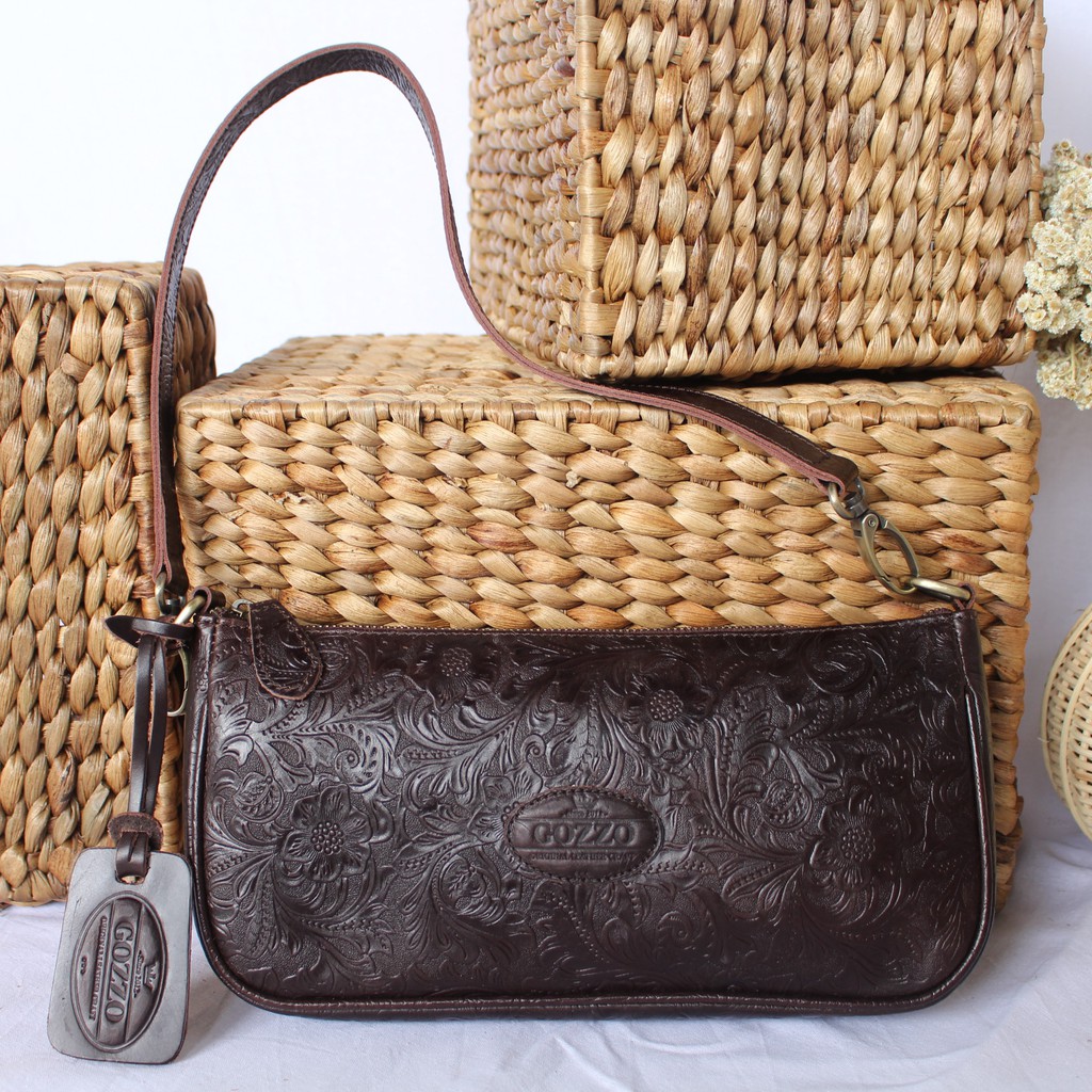 GOZZO LEATHER / TAS TANGAN DAN CLUTCH WANITA KULIT ASLI EMBOS BATIK MODEL NEBULA / FREE GRAVIR NAMA DI TAS