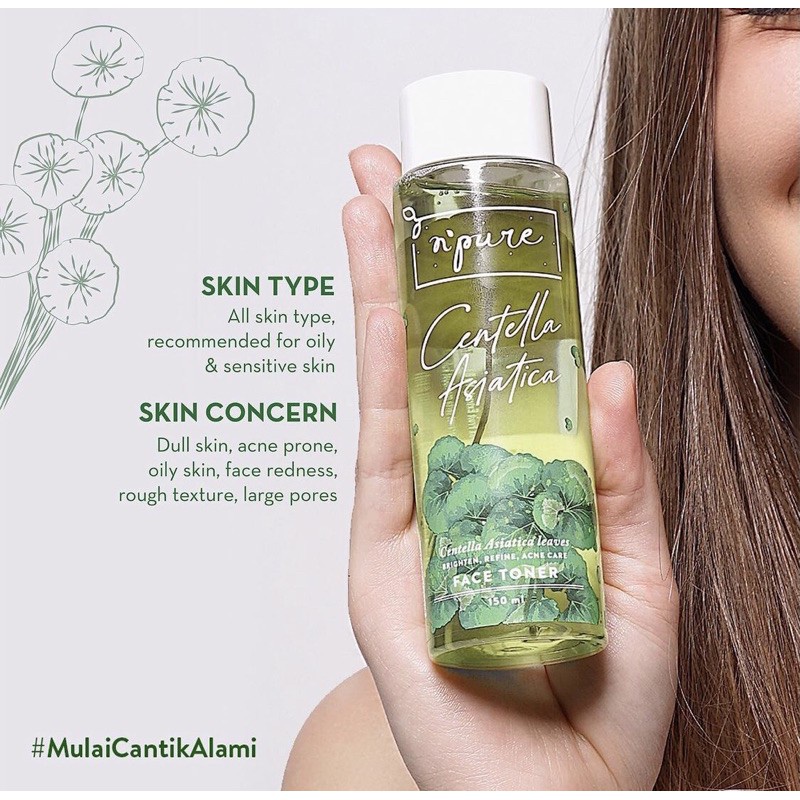 NPURE CENTELLA ASIATICA FACE TONER WAJAH CICA 150ML KOSMETIK PELEMBAB