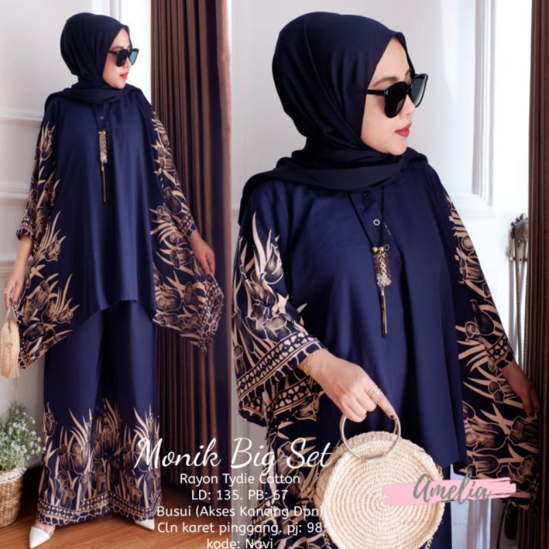 Iris Jumbo Set by Sancaka ONE SET BY ORI NAURA // DASTER SETELAN WAKA // SETELAN JUMBO // SETELAN TIE DIE JUMBO // ONE SET // SETELAN WANITA LD 130 Linia Set By ori Naura-Navy