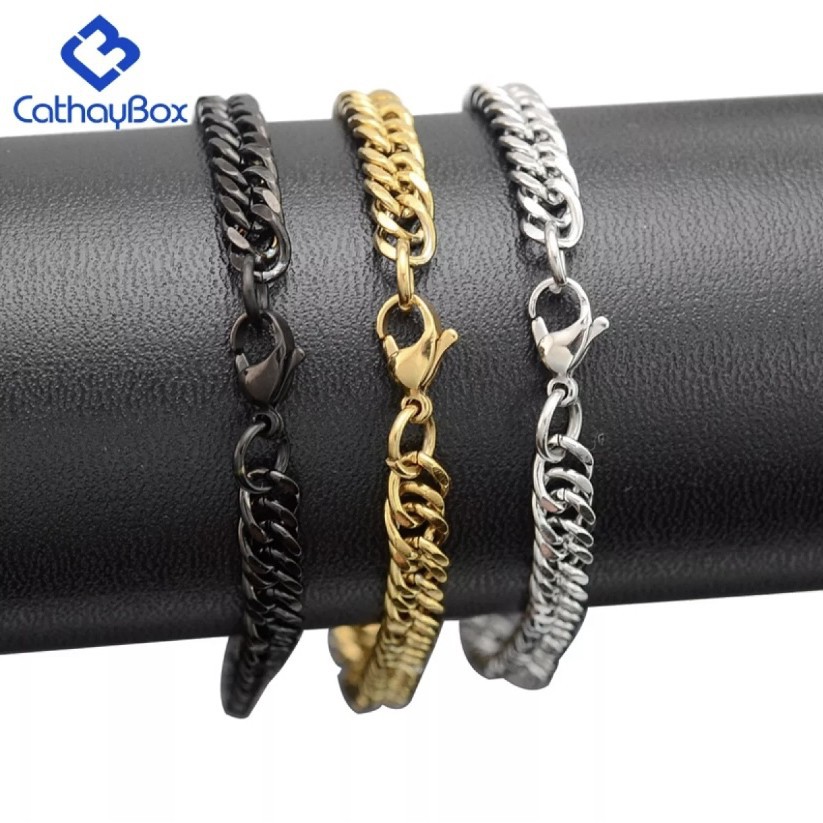 [Bayar di Tempat] Gelang Pria Rantai Titanium Asli Original Kode LM 03