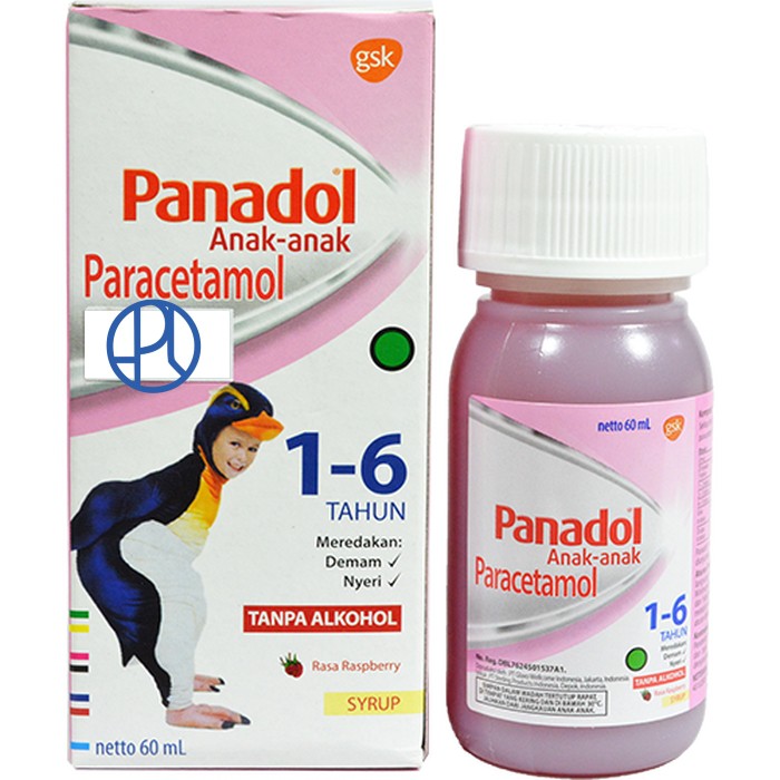 PANADOL ANAK SYRUP 60ML RASA RASPBERRY PARACETAMOL UNTUK PANAS DEMAM NYERI GIGI