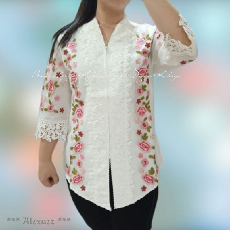 Promo Kebaya Encim Senada Modern Katun Import Aplikasi Brukat Renda  Bordir Abaya Wanita