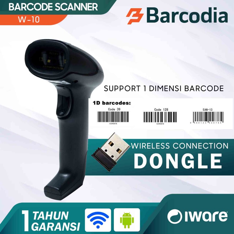 Wireless Barcode Scaner Iware W10 WITH USB RECEIVER 2.4G Scanner Barcode 1D