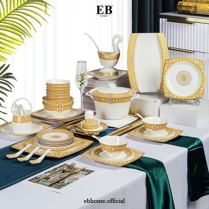 Piring Mangkok Keramik Set / Alat Makan Mewah Tableware 89/1