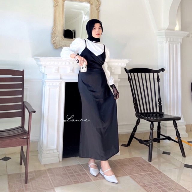 ola overall satine by Lanre - dres satin velvet overall satin gamis satin gamis kondangan dress kondangan