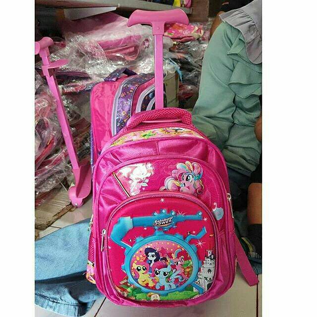 Troli LED Lampu anak import Tas Roda Tas Koeper anak sekolah TK