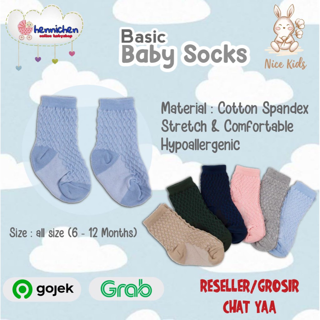 NICE KIDS Baby Socks Basic / Liner Socks Nice Kids (Kaos Kaki Bayi)