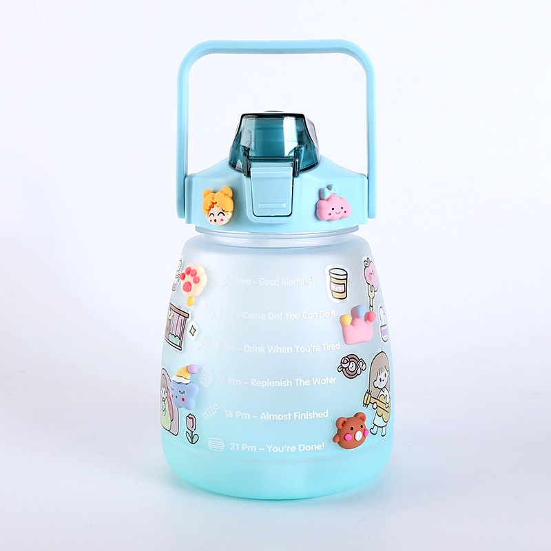 [littlecrab] Botol Minum 1.3L Viral Korea FREE STICKERS Botol Minum Ombre Gradasi Gendut Unik Botol Minum Kekinian Doff 1300ML Free Stickers-Ombre Hijau