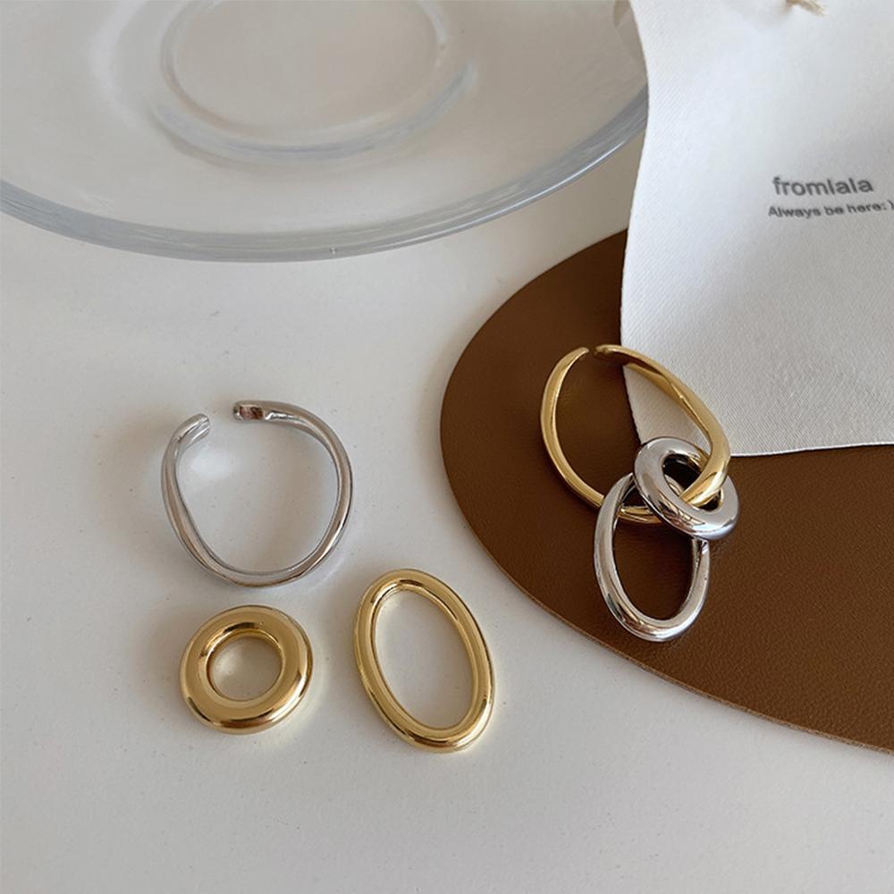 Agustinina Klip Anting Hoop Earring Perhiasan Wanita Fashion Kepribadian Bergaya Anting Lingkaran Logam