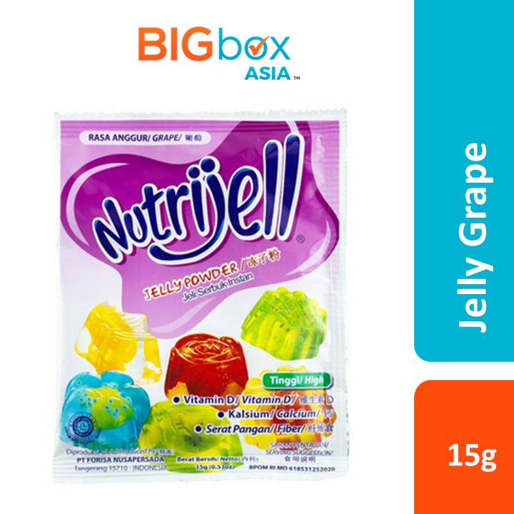 Nutrijell Jelly Semua Rasa - Coklat / Strawberry / Jeruk / Mangga / Leci / Melon / Anggur / Plain / Cincau / Blueberry / Yogurt Strawberry / Yogurt Blackcurrant 15g-35g