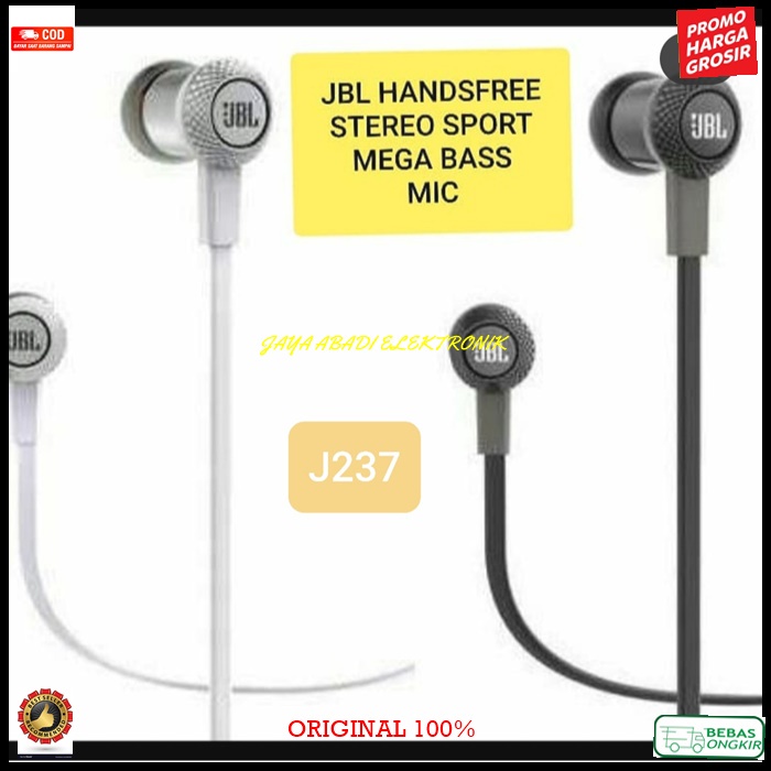 J237 HEADPHONE HANDSFREE HEADSET BY HARMAN DOBEL BASS SUPER EARPOD HF MIC CABLE KABEL EARPHONE MUSIK