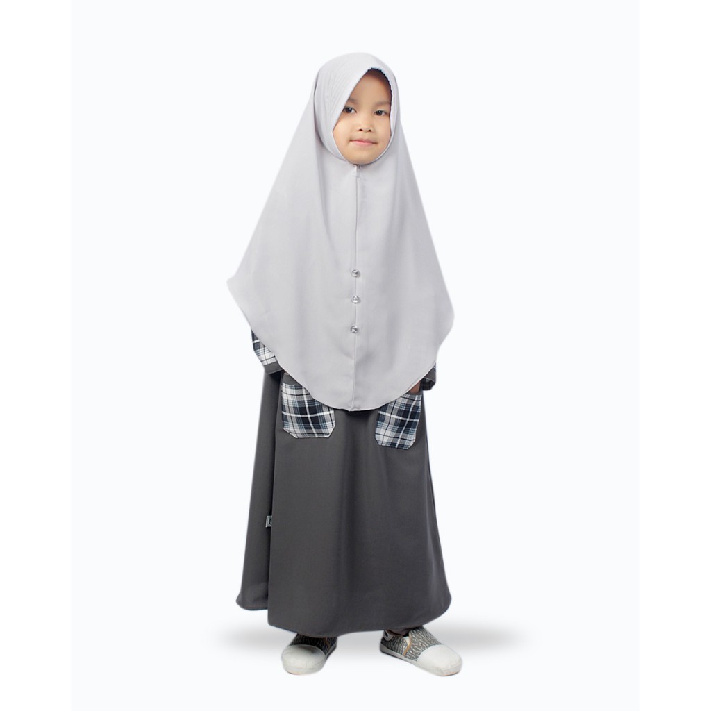 Salim Moslem – Baru Dan Original- Busana Muslim/Gamis Anak Syari Set Kerudung Variasi Motif Kotak