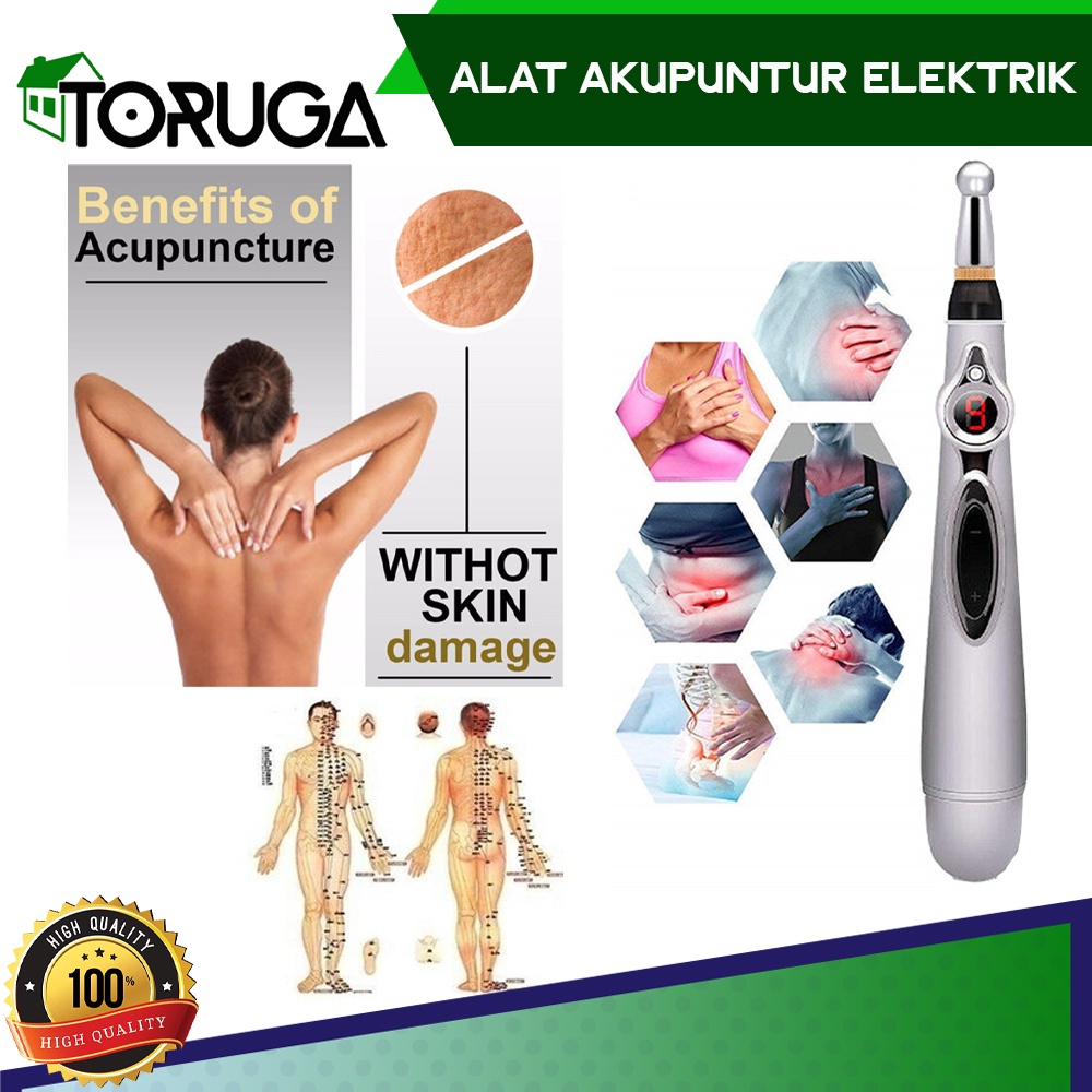 Electric Acupunture Pen Pijat Laser Therapy Meridian Refleksi Pena Alat Akupuntur Terapi DF-618 MASSAGER PEN + GEL