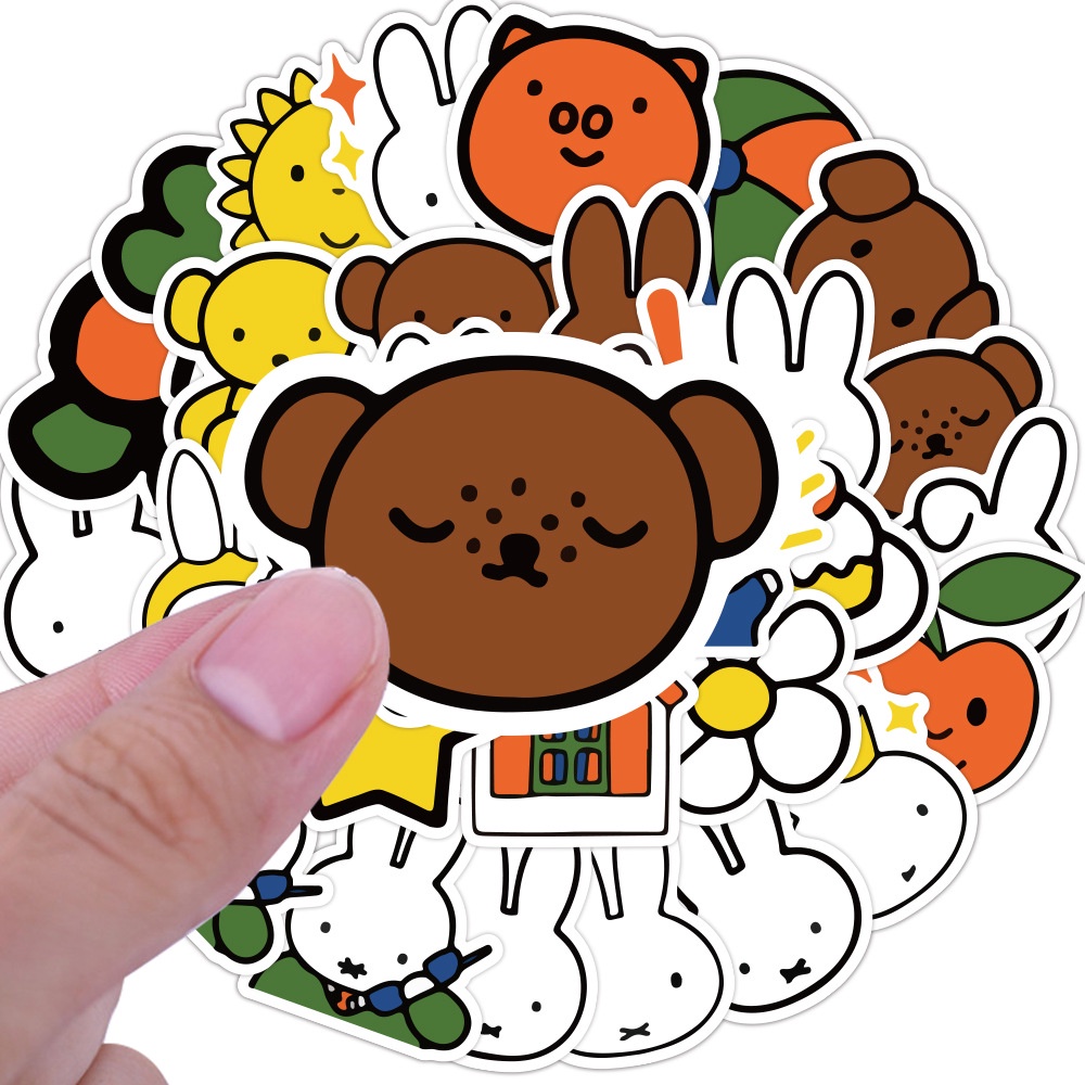 Miffy kelinci stiker lucu kartun kelinci stiker Jurnal bahan Cangkir air tas ponsel case tangan Buku