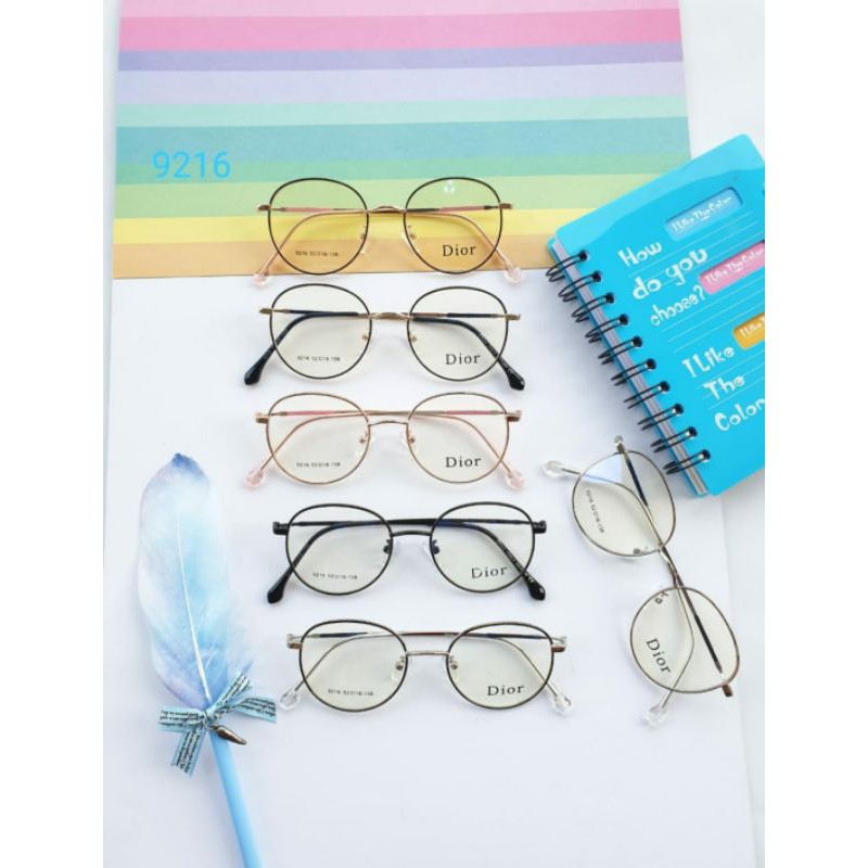 FRAME KACAMATA KOREA OVAL 2 IN 1 METAL 9216 | KACAMATA MINUS | ANTI RADIASI BLUERAY / PHOTOCROMIC