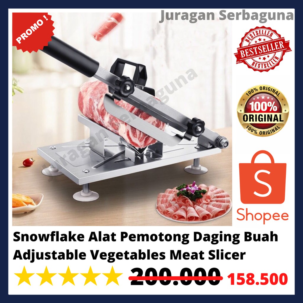 Snowflake Alat Pemotong Daging Buah Adjustable Vegetables Meat Slicer - BX002 - Silver