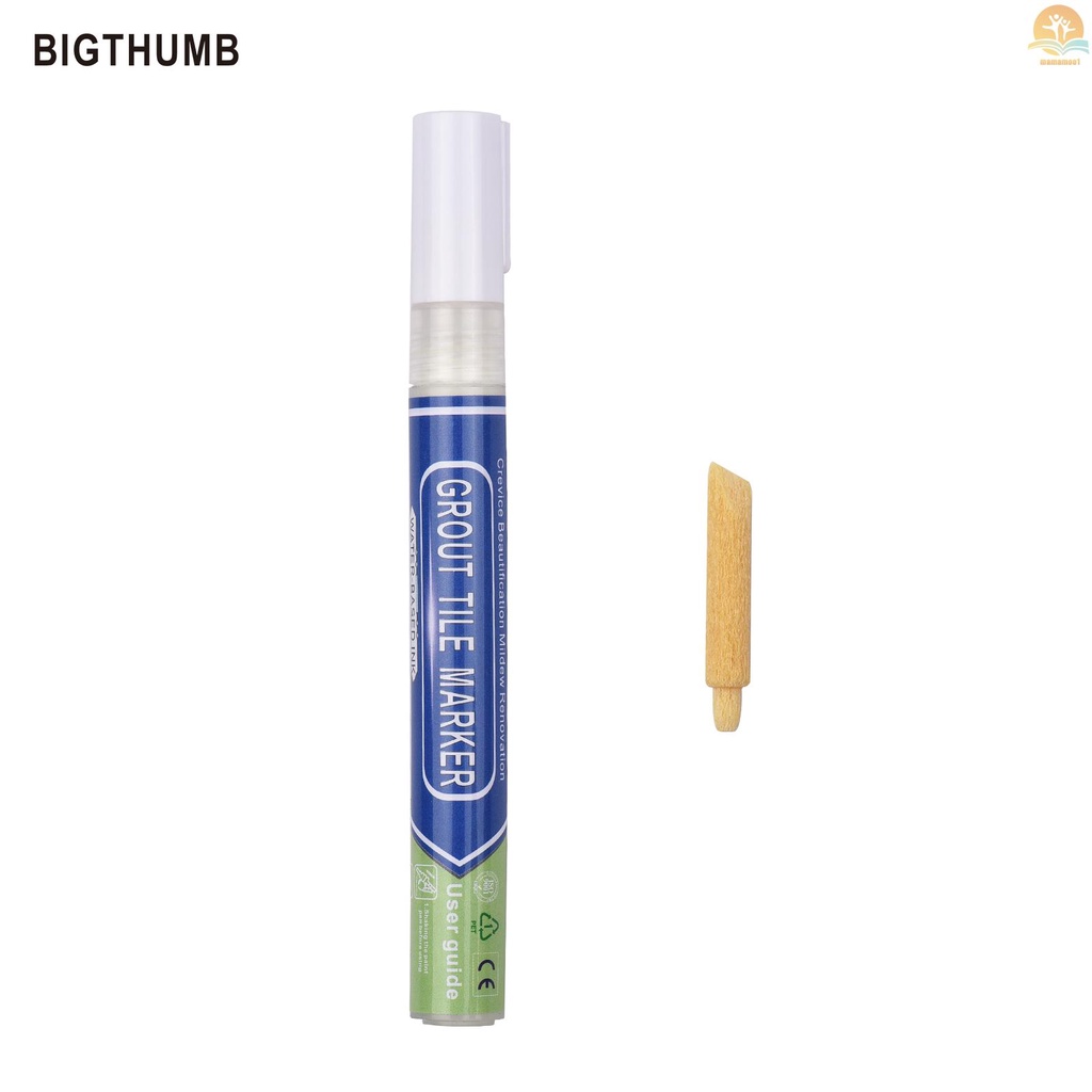 BIGTHUMB Grout Pen Water Based Tile Grout Paint Pen Renew Repair Marker Tile Gap Line Coating with Replacement Tip Waterproof for Bathroom Kitchen Parlor Balcony Floor Restore