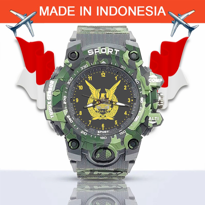 {Istimewa} Jam Tangan TNI-AU (Angkatan Udara) -Abu-Abu Army Water Resistant