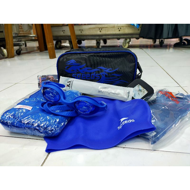 TOPI RENANG KARET + KACAMATA RENANG PAKET KOMPLIT