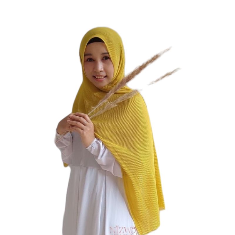 Hijab Pashmina Plisket Shawl/Pashmina Plisket Ceruty Babydool-lime