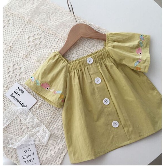 (LOLI-JKT) BS-223 SET ANAK IMPORT CEWEK KUNING RENDA SIZE 100-150