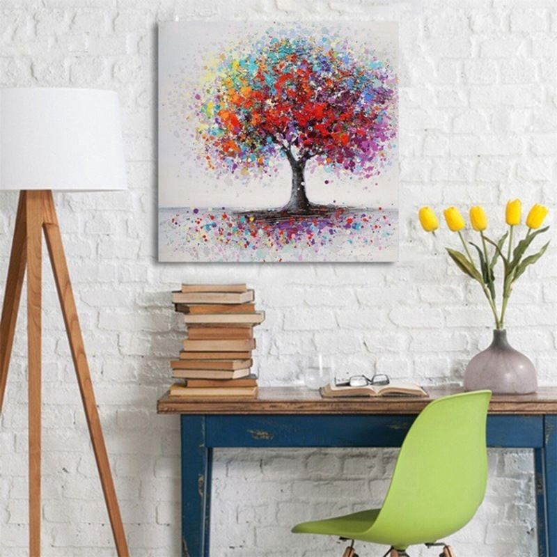 Lukisan Cat Air Gambar  Pohon Untuk  Dekorasi Ruang  Tamu  