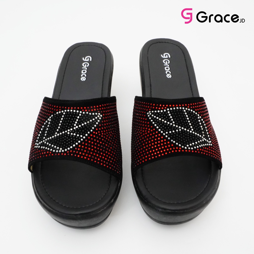 GRACE [CBD SELOP BLINK DAUN] Sendal Hak Japit Wanita Calbi Blink/ Sandal Wedges 5 CM