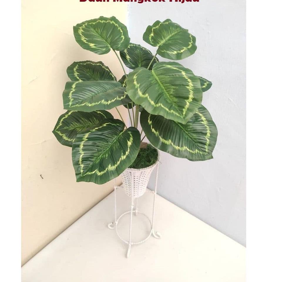 Kirim langsung Tanaman Bunga Hias Plastik Sudut Artificial Artifisial Besar 1 Set Dengan Pot Rotan S