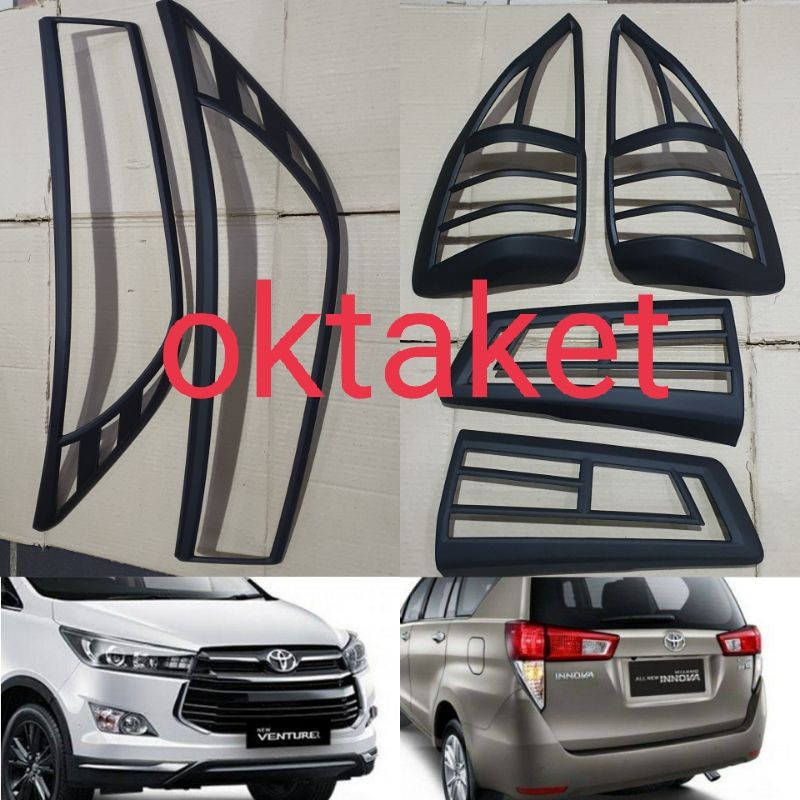 paket garnish lampu depan belakang all new Innova 2016 reborn hitam chrome