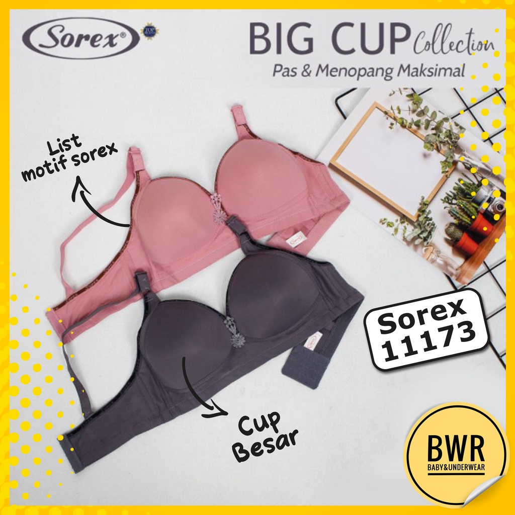 Bra Wanita Cup Besar / Bh Sorex 11173 List Motif Busa Tanpa Kawat Kait 3 | Bwr