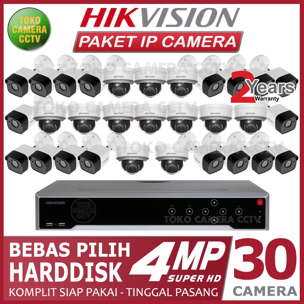 PAKET IP CAMERA HIKVISION 4MP 32 CHANNEL 30 KAMERA