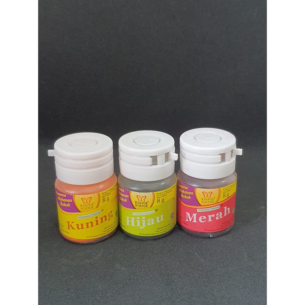 

KOEPOE PEWARNA BUBUK MERAH/KUNING/HIJAU 8GR