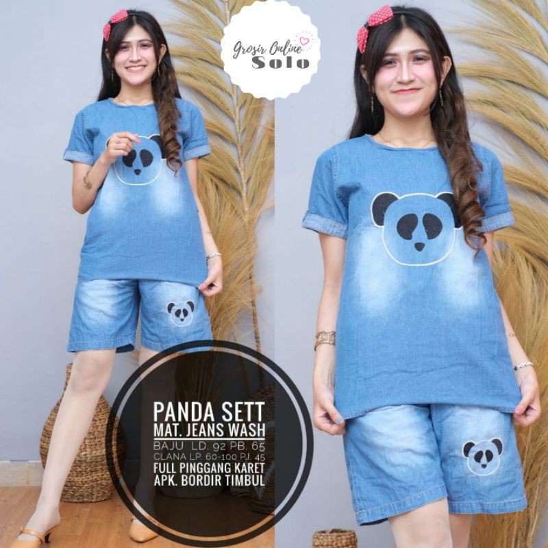 PANDA SET | Setelan Wanita Terbaru | Setelan Jeans Kasual Kekinian