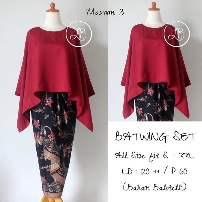 Setelan Kebaya Modern Batwing / Kebaya Kalong JUMBO Mustard Dan Warna Lain