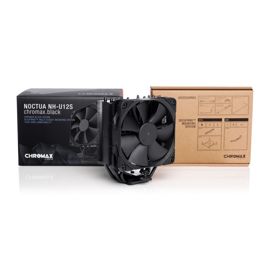 NOCTUA NH-U12S CHROMAX.BLACK, Intel &amp; AMD, 12CM Fan - Air CPU Cooler