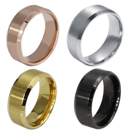 Fashion Perhiasan Cincin Pasangan Unisex Model Cincin Band Bahan Titanium untuk Cincin Pernikahan