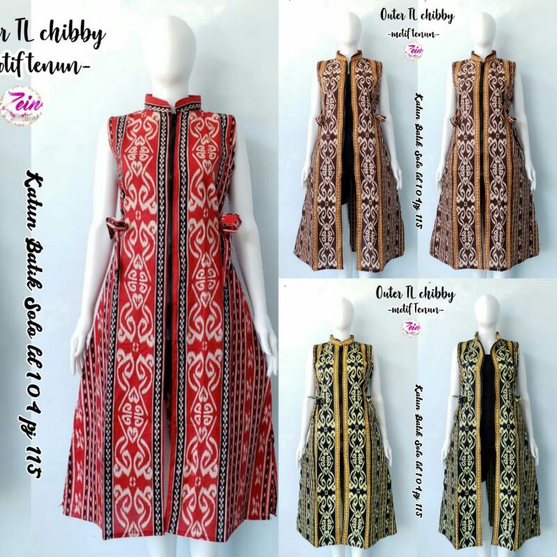 Vest Songket Katun Motif Tenun Batik Wanita Atasan Cewek Outer Modern Warna Seragam Batik Chibby Ves